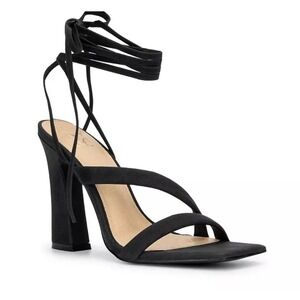 NY & Company Black Lace‎ Up Heels Square Toe Stiletto Ankle Tie Size 9